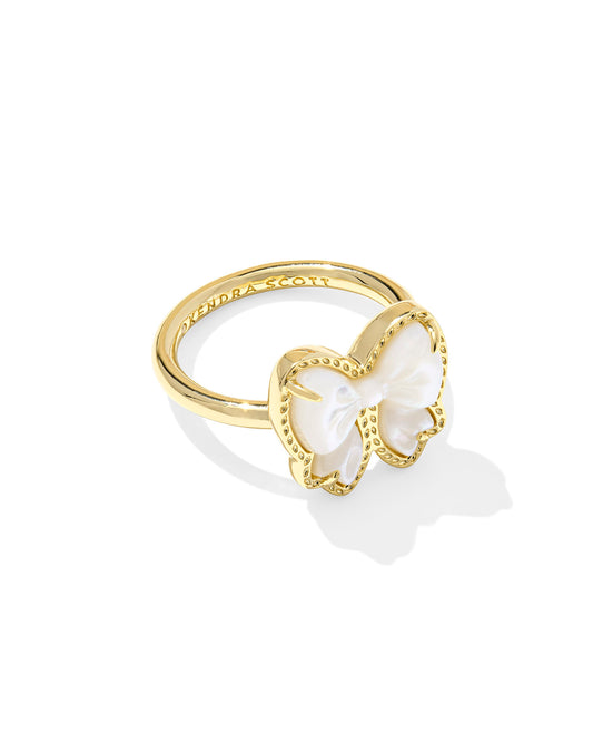 HALEY BOW BAND RING GOLD IVORY MOTHER OF PEARL 8