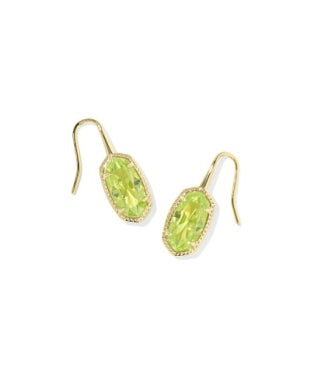 LEE LUXE DROP EARRINGS GOLD LIGHT GREEN CZ