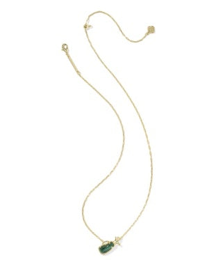 GOLF SHORT PENDANT NECKLACE GOLD GREEN MALACHITE