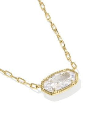 ELISA LUXE SHORT PENDANT NECKLACE GOLD WHITE CZ
