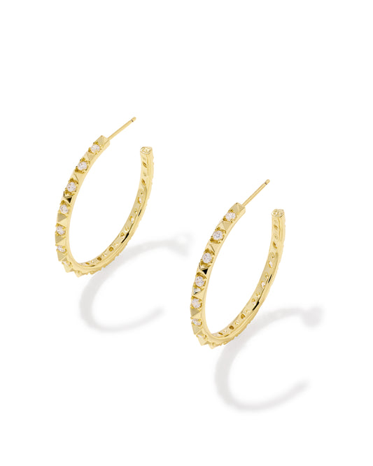 KENDRA SCOTT FATE HOOP EARRINGS GOLD WHITE