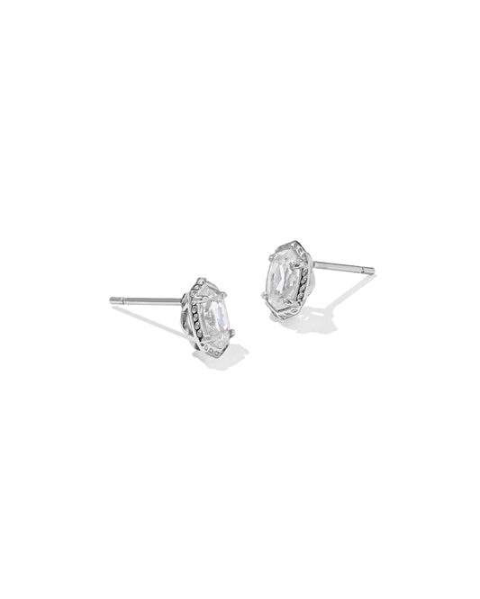 KENDRA SCOTT MINI ELLIE LUXE STUD EARRINGS SILVER WHITE