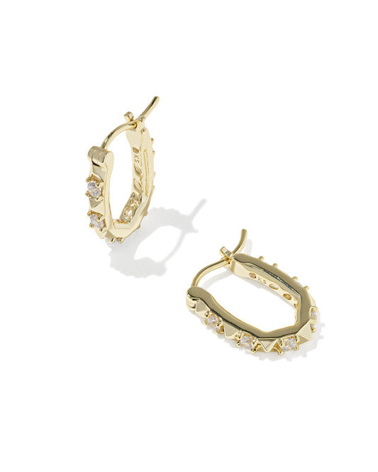 KENDRA SCOTT FATE HUGGIE EARRINGS GOLD WHITE