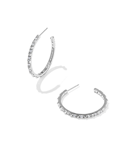 KENDRA SCOTT FATE HOOP EARRINGS SILVER WHITE