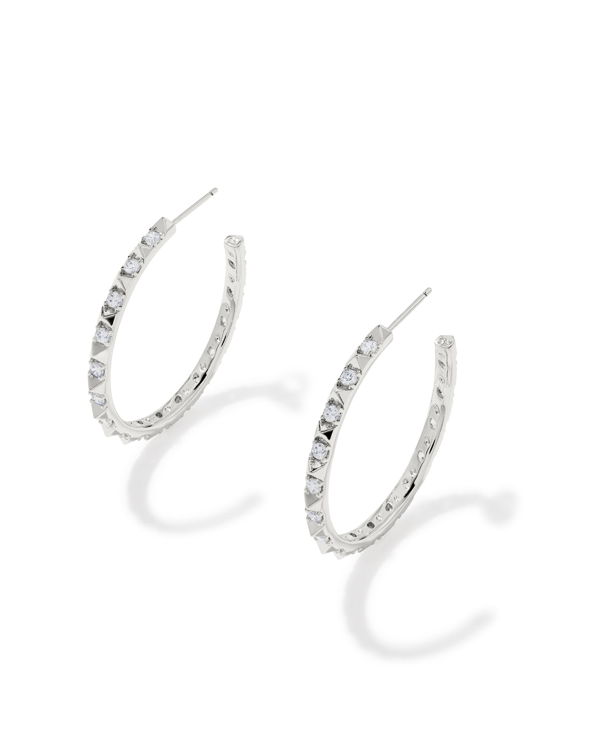 KENDRA SCOTT FATE HOOP EARRINGS SILVER WHITE