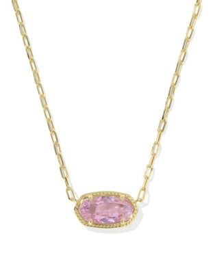 ELISA LUXE SHORT PENDANT NECKLACE GOLD LIGHT PINK CZ
