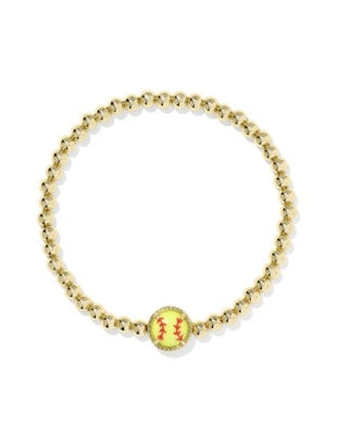 SOFTBALL STRETCH BRACELET GOLD CHARTREUSE MAGNESITE