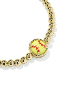 SOFTBALL STRETCH BRACELET GOLD CHARTREUSE MAGNESITE