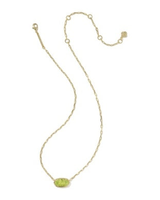 ELISA LUXE SHORT PENDANT NECKLACE GOLD LIGHT GREEN CZ