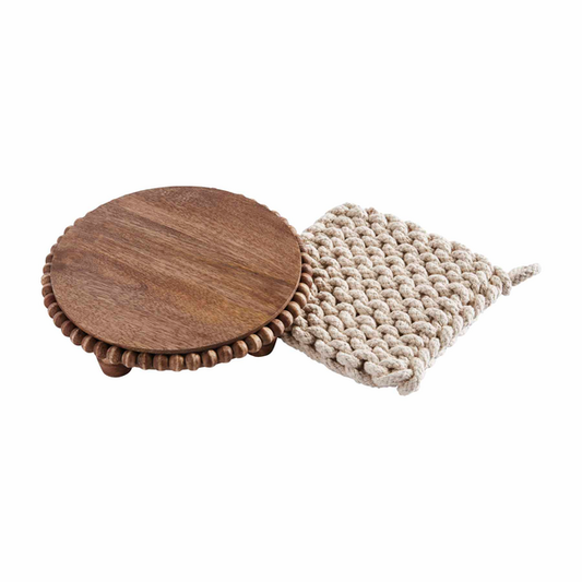 MUDPIE BEADED TRIVET WITH CROCHET HOLDER