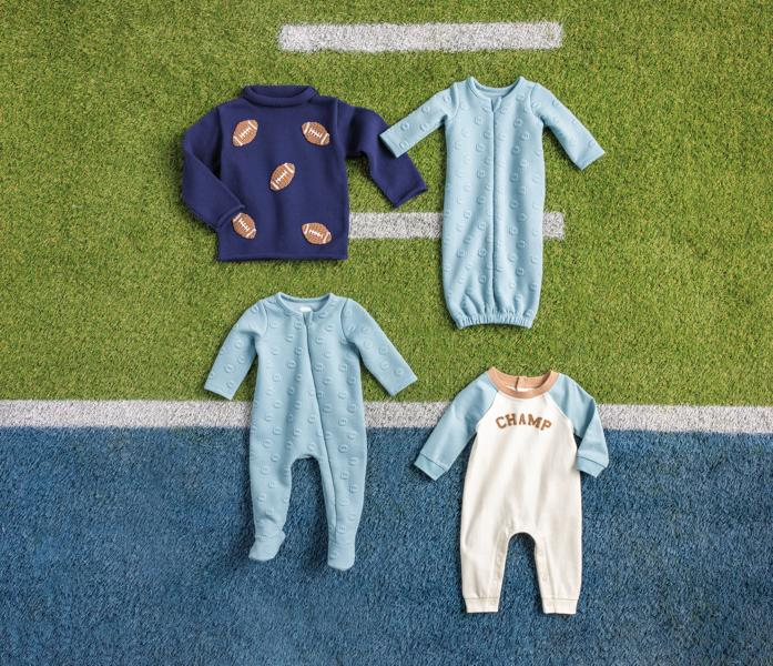 Mud Pie Quilted Football Baby Sleeper