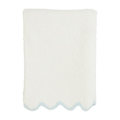 Mud Pie Blue Scallop Chenille Blanket