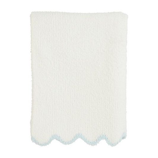 Mud Pie Blue Scallop Chenille Blanket