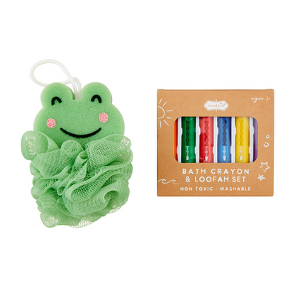 MUDPIE BATHTIME FROG LOOFAH SET
