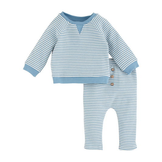 MUD PIE BLUE STRIPE BABY OUTFIT