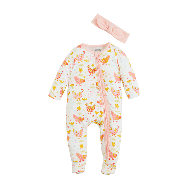 MUDPIE FLORAL CHICKEN SLEEPER 0-3MONTHS