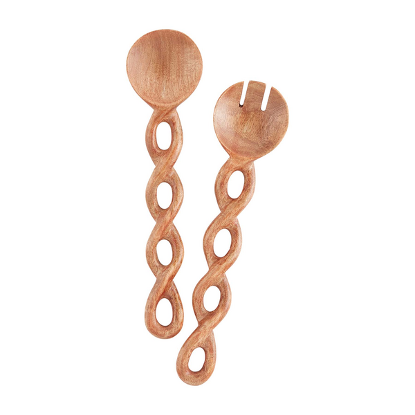 MUDPIE TWISTED WOOD SERVER SET