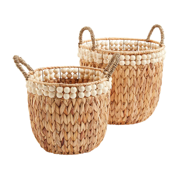 MUDPIE BEADED HYACINTH BASKET SET