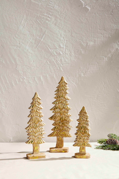 MUD PIE SMALL GOLD CARVED TREE