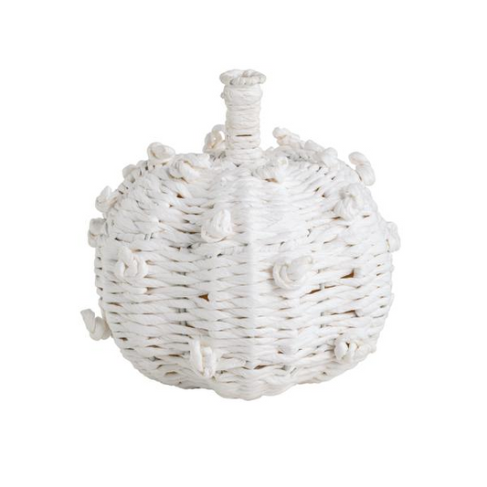 Mud Pie Small White Woven Knot Pumpkin