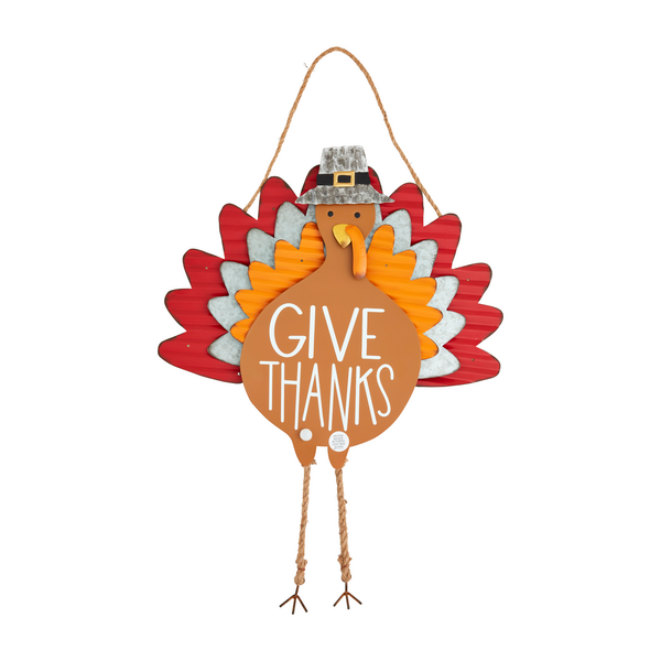 MUD PIE GOBBLING TURKEY DOOR HANGER