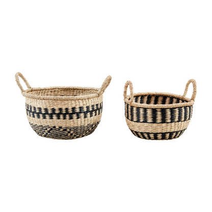 Mud Pie Natural Black Basket Set