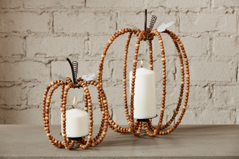 MUD PIE BEADED PUMPKIN LANTERN SET