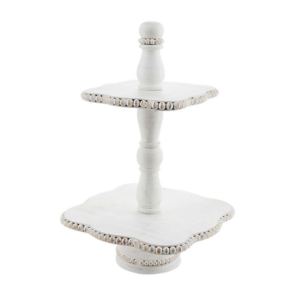 MUDPIE WHITE BEADED TIERED SERVER