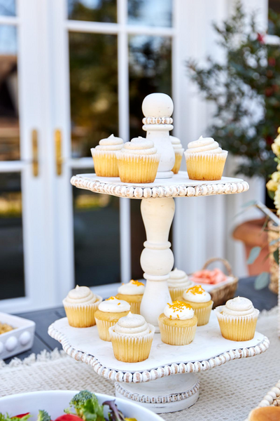 MUDPIE WHITE BEADED TIERED SERVER