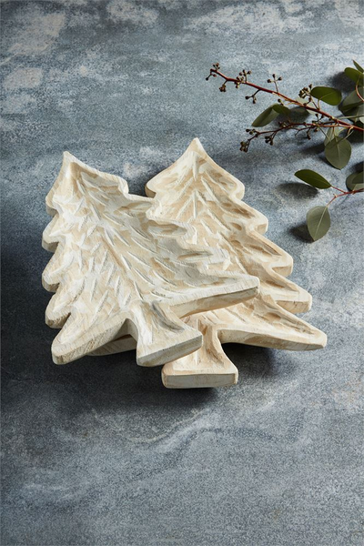 MUD PIE RUSTIC TREE SHAPED TRAY SET