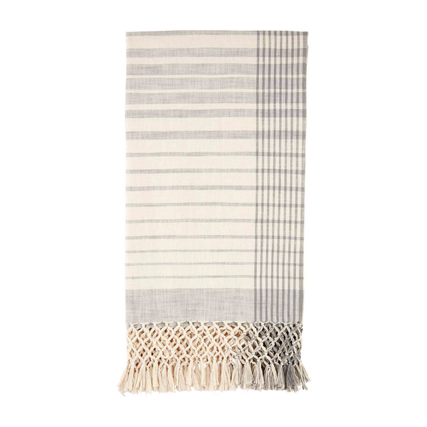 MUDPIE GRAY STRIPE SLUB BLANKET