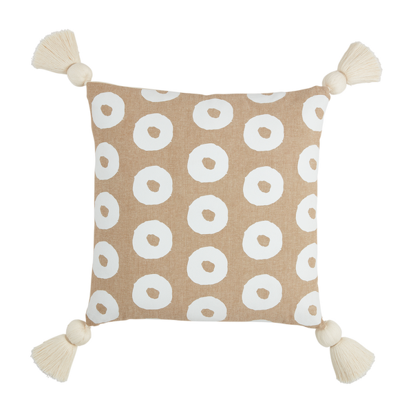 MUDPIE SQUARE CHAMBRAY DOTTED PILLOW