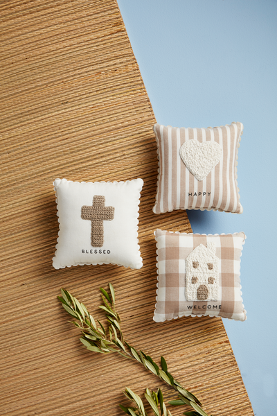 Mud Pie Cross Crochet Mini Pillow