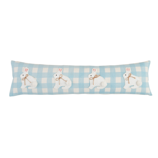 Mud Pie Blue Gingham Bunny Long Pillow