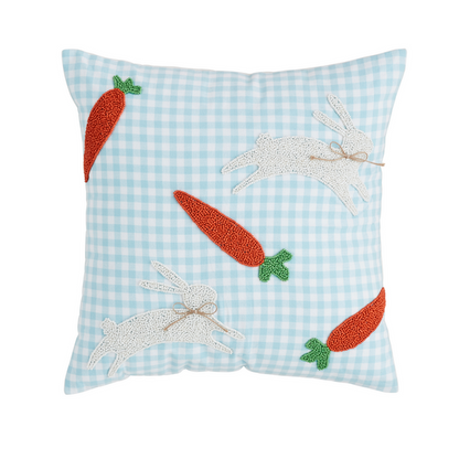 Mud Pie Bunny & Carrot Beaded Pillow