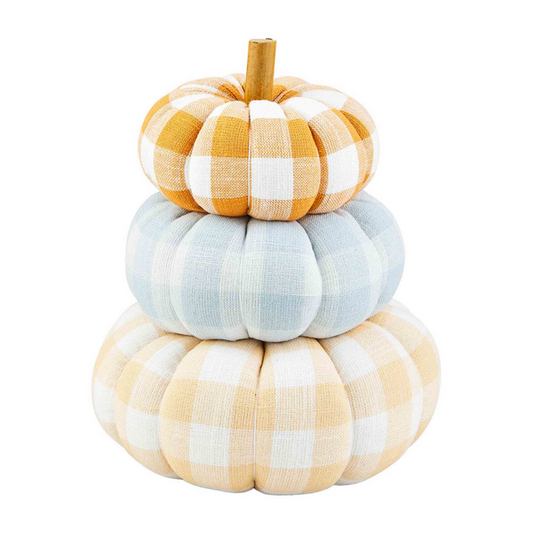 MUDPIE GINGHAM STACKED PUMPKIN