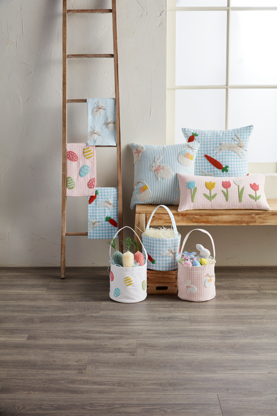 Mud Pie Bunny & Carrot Beaded Pillow