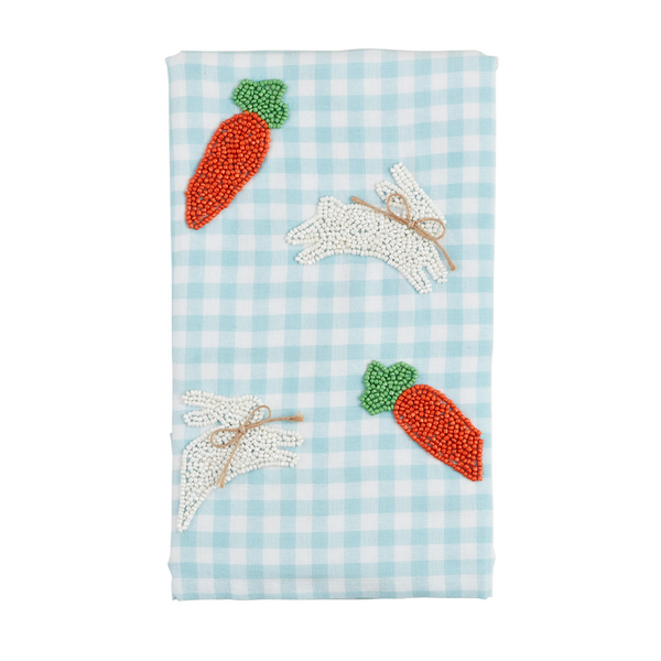 Mud Pie Bunny & Carrot Beaded Towel