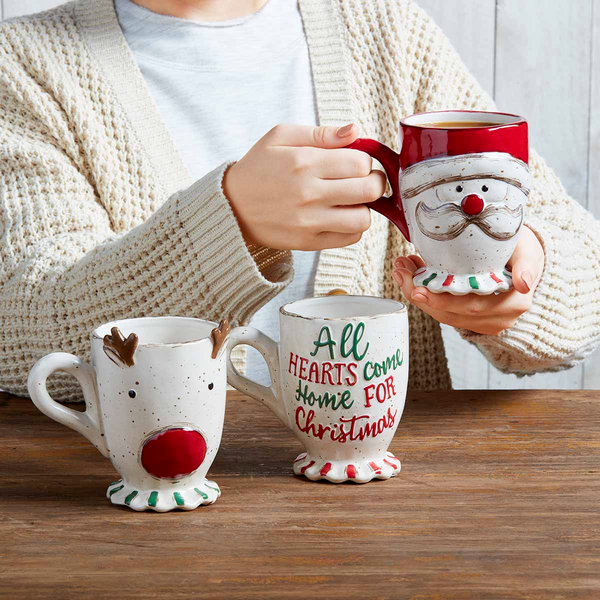 MUD PIE FARM REINDEER PEDESTAL MUG