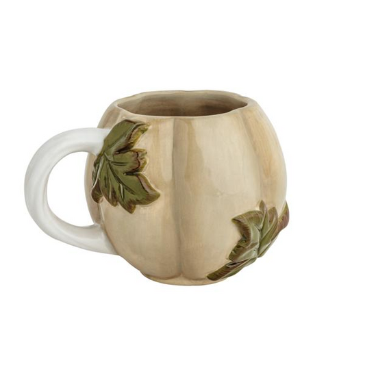 Mud Pie Taupe Leaf Pumpkin Mug