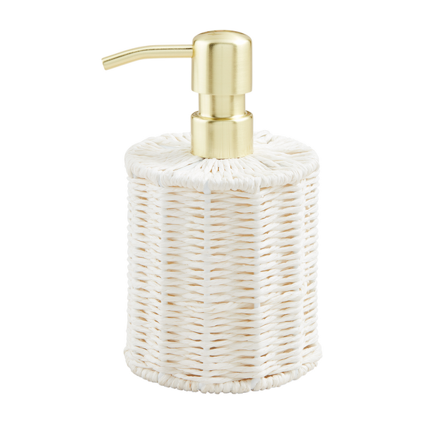 MUDPIE WHITE WOVEN SEAGRASS SOAP PUMP