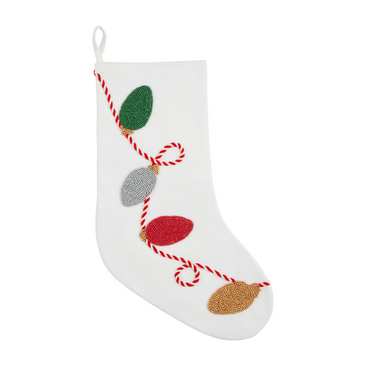 MUD PIE LIGHTS BEADED XMAS STOCKING