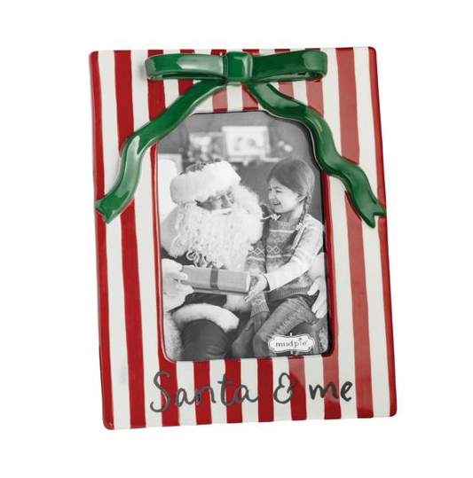 Mud Pie Ceramic Christmas Bow 4X6 Frame