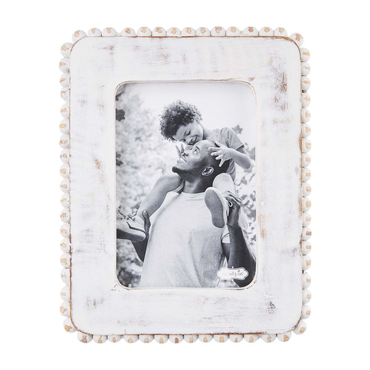 MUDPIE 5 X 7 WHITE BEADED WOOD FRAME