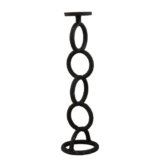 MUDPIE LARGE CHAIN LINK CANDLESTICK BLACK