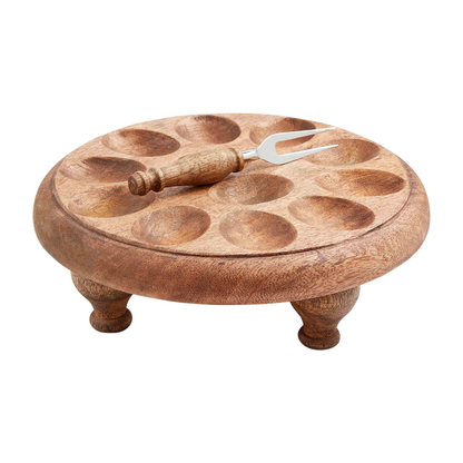MUDPIE WOOD PEDISTAL DEVIL EGG SET