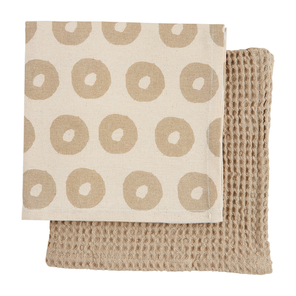 MUDPIE CREAM WAFFLE TOWEL SET