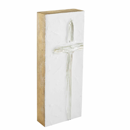 MUDPIE TALL SILVER CROSS PLAQUE