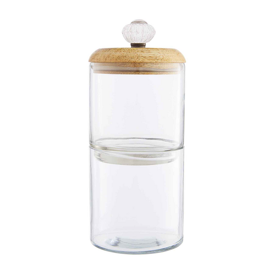 MUD PIE GLASS KNOB DOUBLE STORAGE JAR