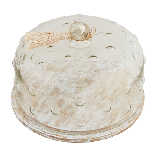 MUDPIE HOBNAIL GLASS CAKE DOME